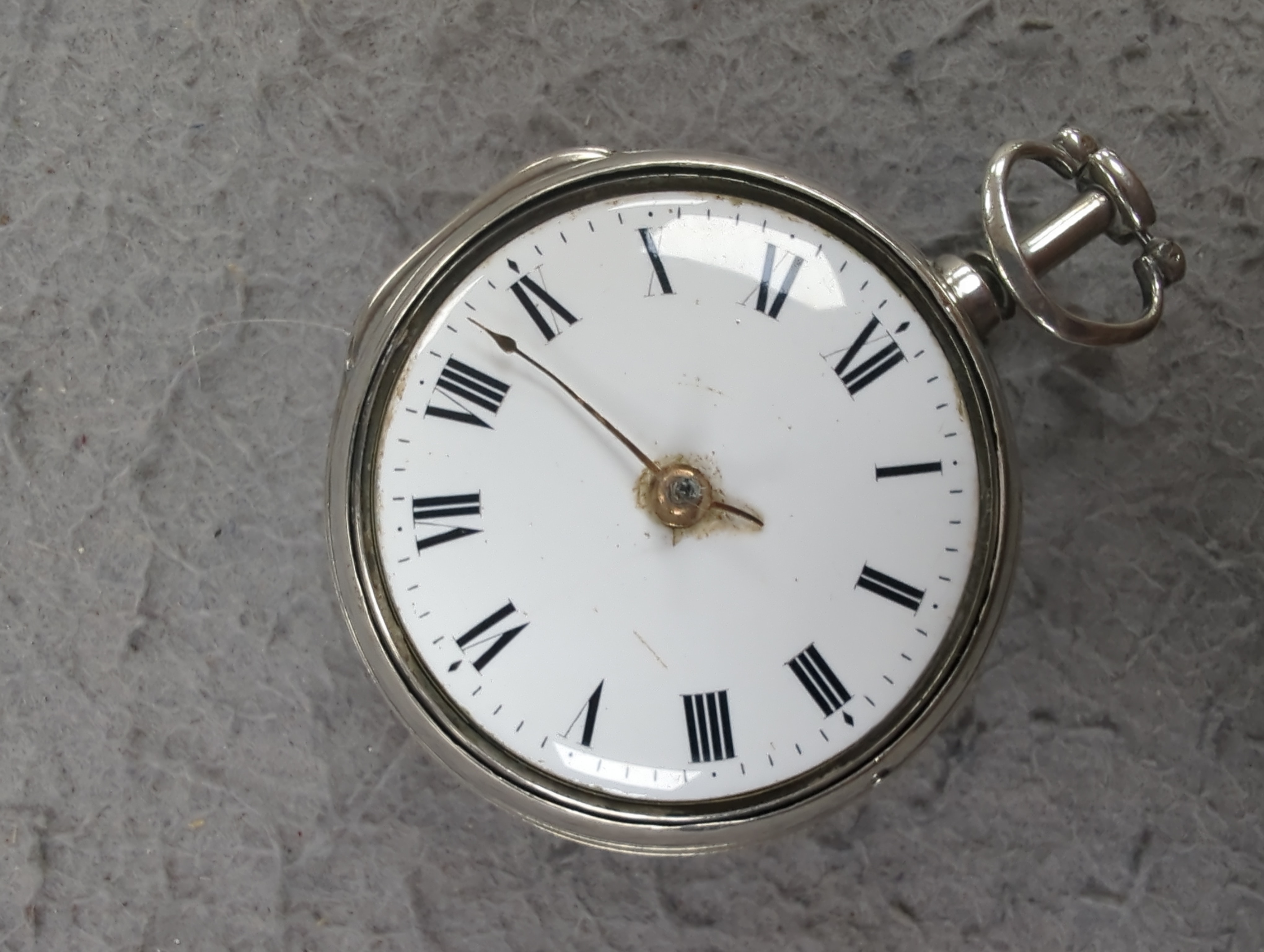 Three assorted silver pocket watches, including two pair cased and an open faced chronograph, by Aaronson, Manchester.